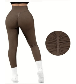 Leggins deportivo cafe push up con textura de lineas